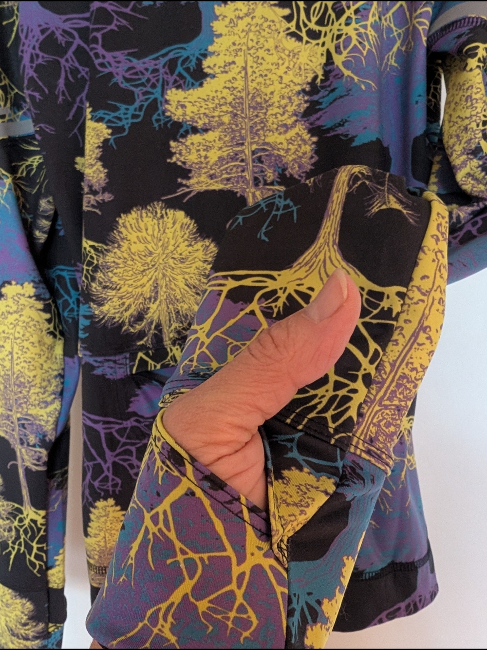 Adidas by Stella McCartney Black Multicolor Tree-Print Zip Hoodie - Picture 7 of 9